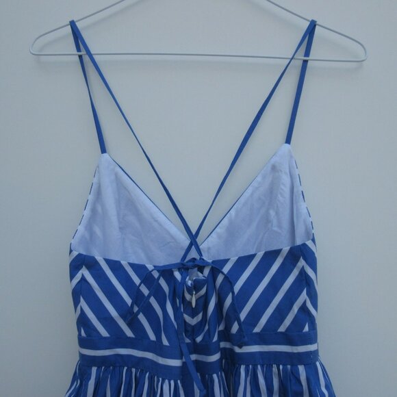 NWT J.Crew Long Drapey Spaghetti-strap Maxi in White Blue Stripe Dress 0 - Picture 10 of 11
